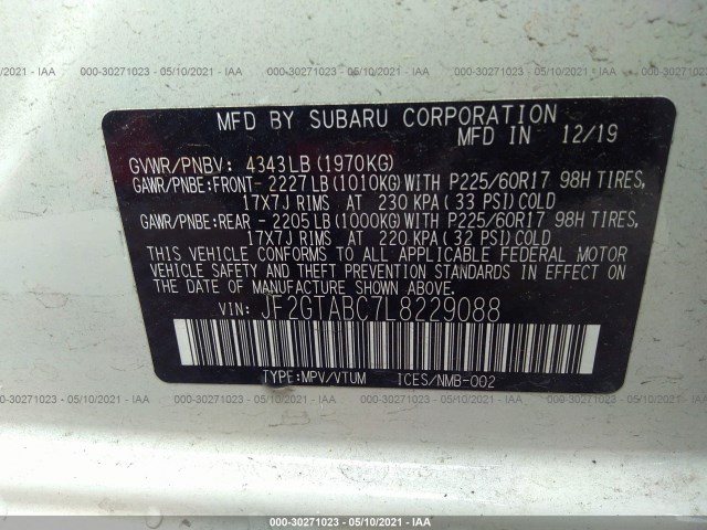 Photo 8 VIN: JF2GTABC7L8229088 - SUBARU CROSSTREK 