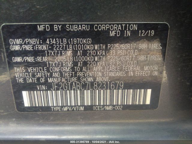 Photo 8 VIN: JF2GTABC7L8231679 - SUBARU CROSSTREK 