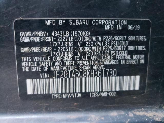 Photo 9 VIN: JF2GTABC8KH361730 - SUBARU CROSSTREK 