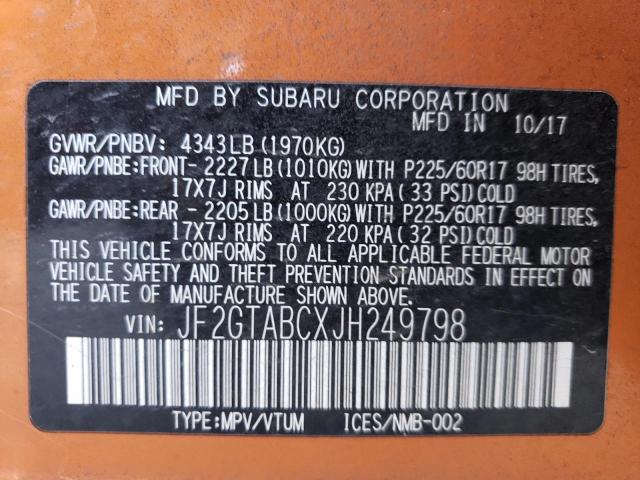 Photo 11 VIN: JF2GTABCXJH249798 - SUBARU CROSSTREK 