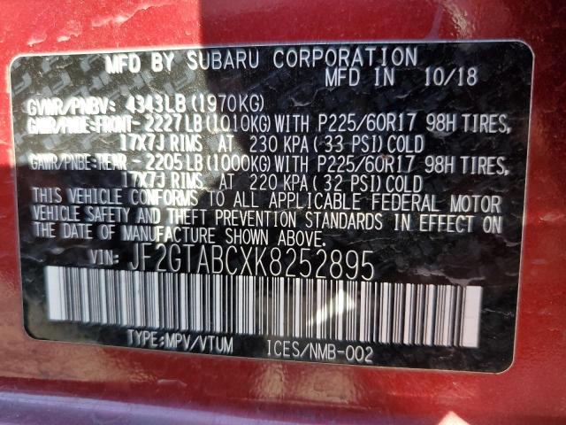 Photo 12 VIN: JF2GTABCXK8252895 - SUBARU CROSSTREK 