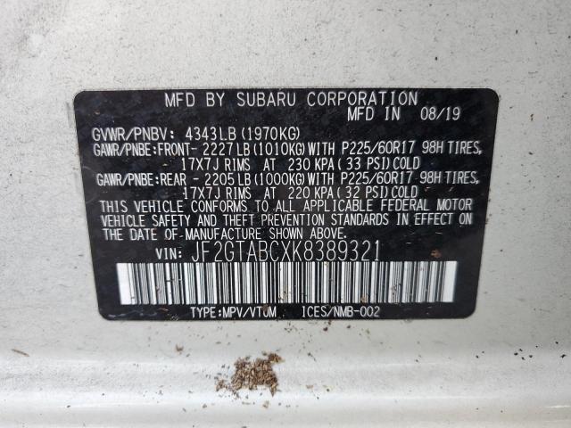 Photo 13 VIN: JF2GTABCXK8389321 - SUBARU CROSSTREK 