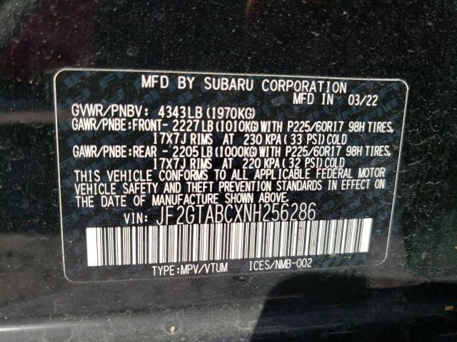 Photo 11 VIN: JF2GTABCXNH256286 - SUBARU CROSSTREK 