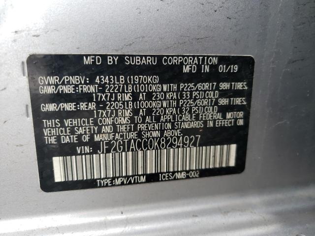 Photo 11 VIN: JF2GTACC0K8294927 - SUBARU CROSSTREK 