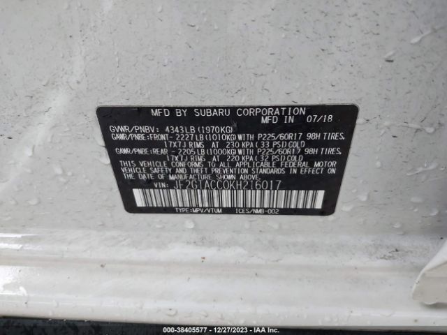 Photo 8 VIN: JF2GTACC0KH216017 - SUBARU CROSSTREK 