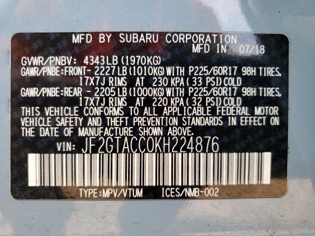 Photo 12 VIN: JF2GTACC0KH224876 - SUBARU CROSSTREK 