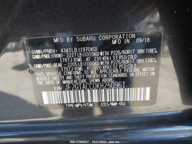 Photo 8 VIN: JF2GTACC0KH250961 - SUBARU CROSSTREK 