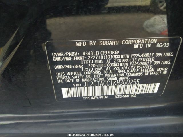 Photo 8 VIN: JF2GTACC1KH360255 - SUBARU CROSSTREK 