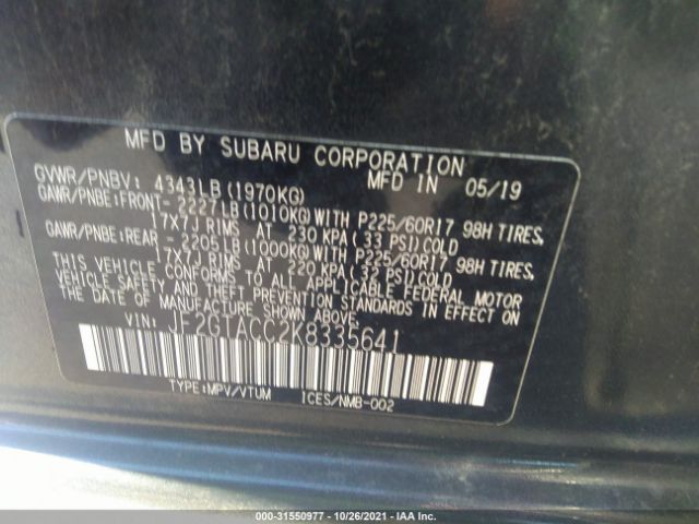 Photo 8 VIN: JF2GTACC2K8335641 - SUBARU CROSSTREK 