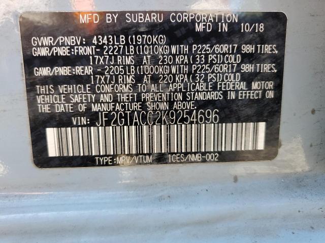 Photo 9 VIN: JF2GTACC2K9254696 - SUBARU CROSSTREK 