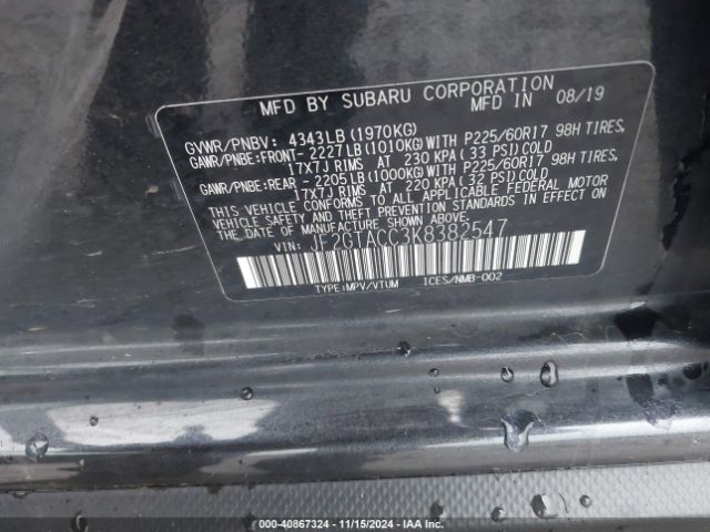 Photo 8 VIN: JF2GTACC3K8382547 - SUBARU CROSSTREK 