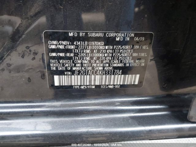 Photo 8 VIN: JF2GTACC4KH331784 - SUBARU CROSSTREK 