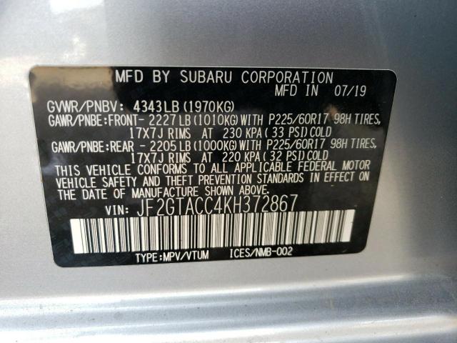 Photo 11 VIN: JF2GTACC4KH372867 - SUBARU CROSSTREK 