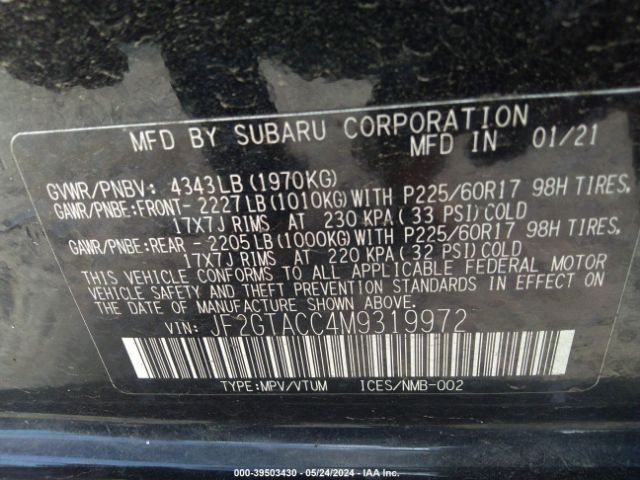 Photo 8 VIN: JF2GTACC4M9319972 - SUBARU CROSSTREK 