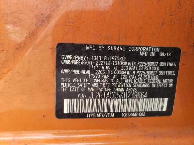 Photo 12 VIN: JF2GTACC5KH239664 - SUBARU CROSSTREK 