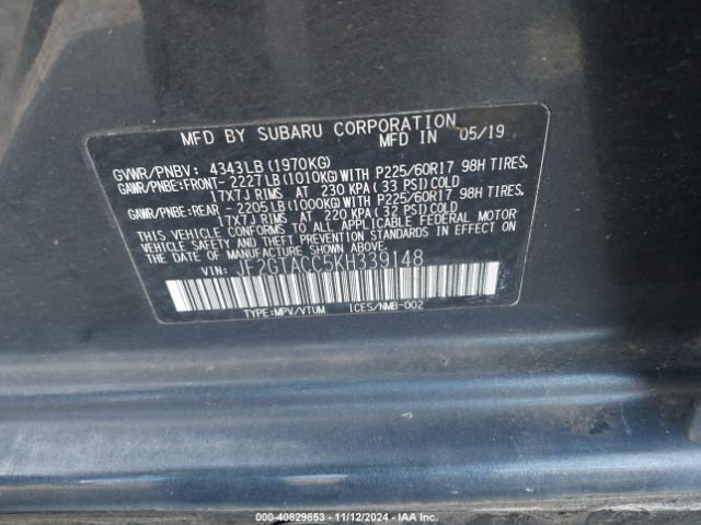 Photo 8 VIN: JF2GTACC5KH339148 - SUBARU CROSSTREK 