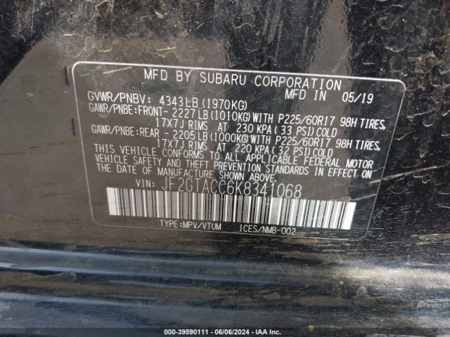 Photo 8 VIN: JF2GTACC6K8341068 - SUBARU CROSSTREK 