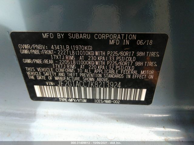 Photo 8 VIN: JF2GTACC7K8213924 - SUBARU CROSSTREK 