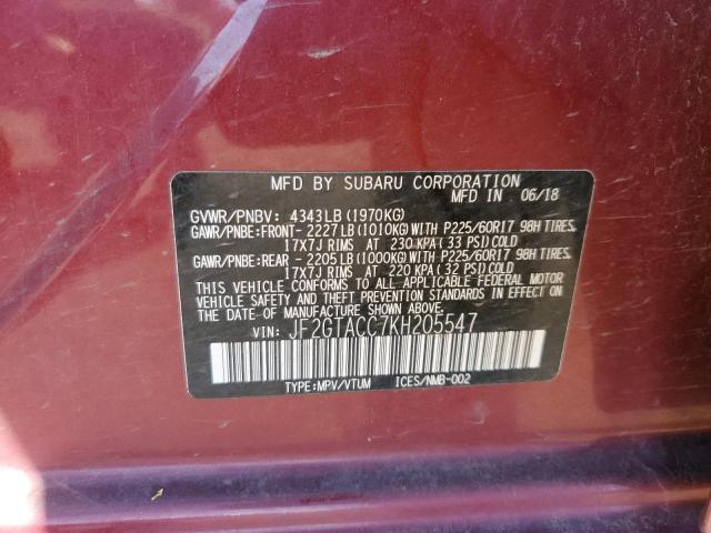 Photo 11 VIN: JF2GTACC7KH205547 - SUBARU CROSSTREK 