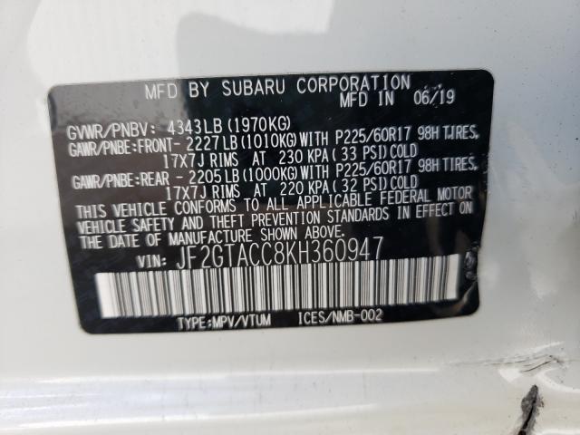 Photo 9 VIN: JF2GTACC8KH360947 - SUBARU CROSSTREK 