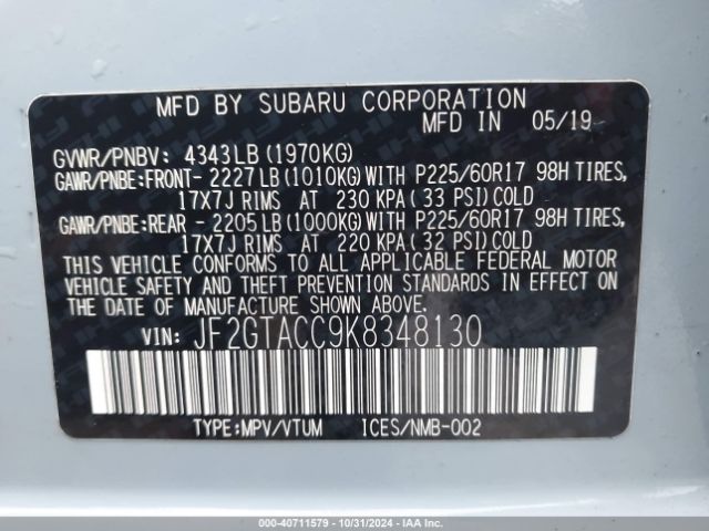 Photo 8 VIN: JF2GTACC9K8348130 - SUBARU CROSSTREK 