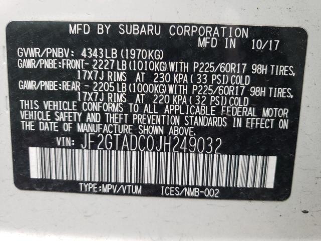 Photo 9 VIN: JF2GTADC0JH249032 - SUBARU CROSSTREK 