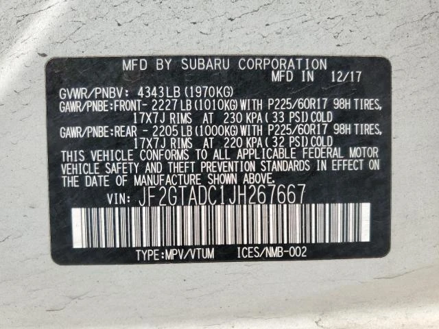 Photo 12 VIN: JF2GTADC1JH267667 - SUBARU CROSSTREK 