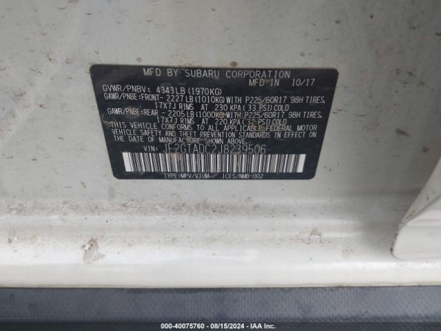 Photo 8 VIN: JF2GTADC2J8239506 - SUBARU CROSSTREK 