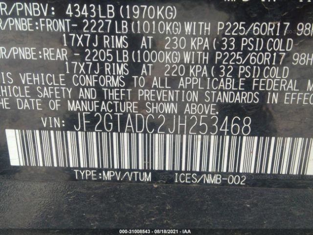 Photo 8 VIN: JF2GTADC2JH253468 - SUBARU CROSSTREK 