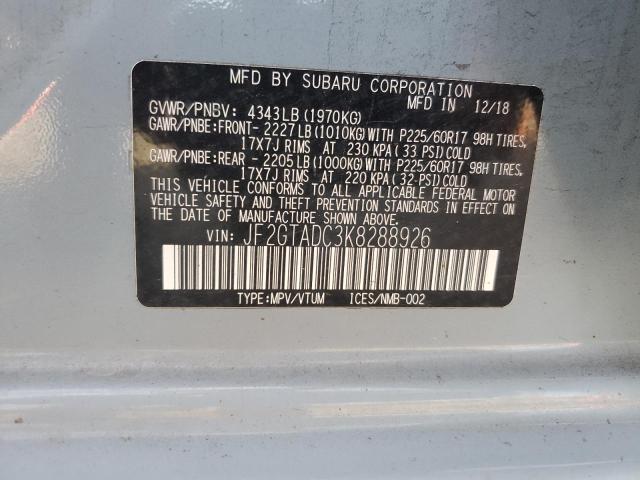 Photo 12 VIN: JF2GTADC3K8288926 - SUBARU CROSSTREK 