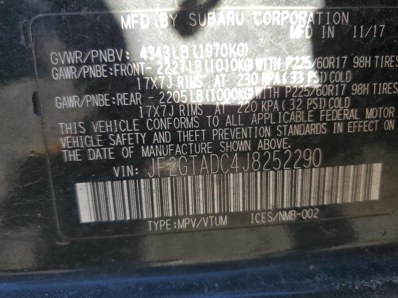 Photo 12 VIN: JF2GTADC4J8252290 - SUBARU CROSSTREK 