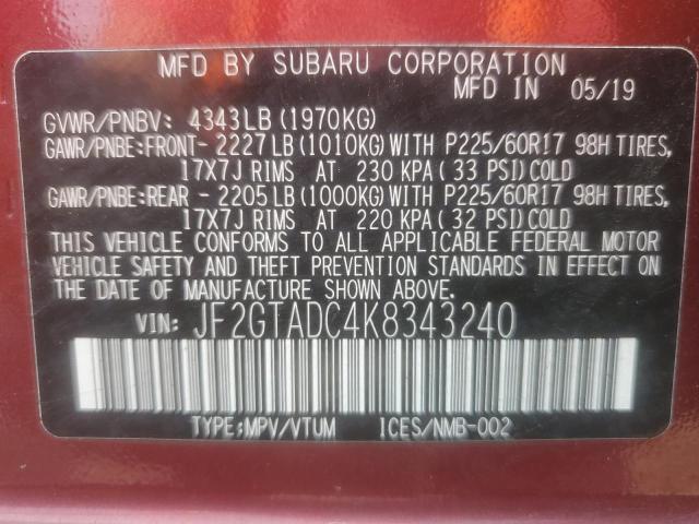 Photo 12 VIN: JF2GTADC4K8343240 - SUBARU CROSSTREK 