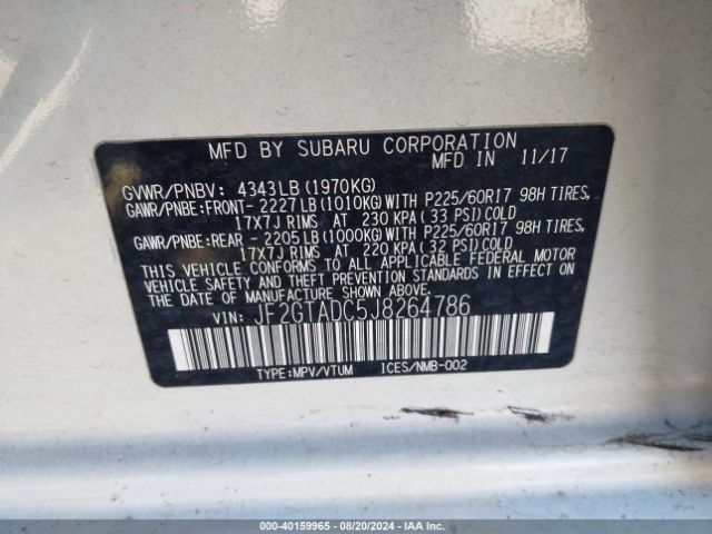 Photo 8 VIN: JF2GTADC5J8264786 - SUBARU CROSSTREK 