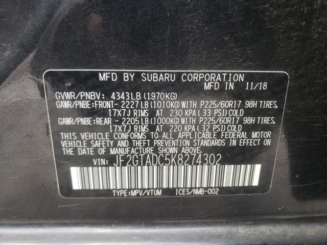 Photo 9 VIN: JF2GTADC5K8274302 - SUBARU CROSSTREK 