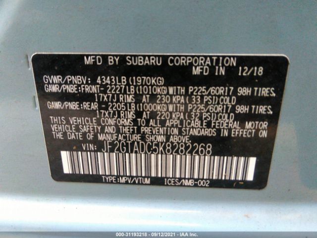 Photo 8 VIN: JF2GTADC5K8282268 - SUBARU CROSSTREK 