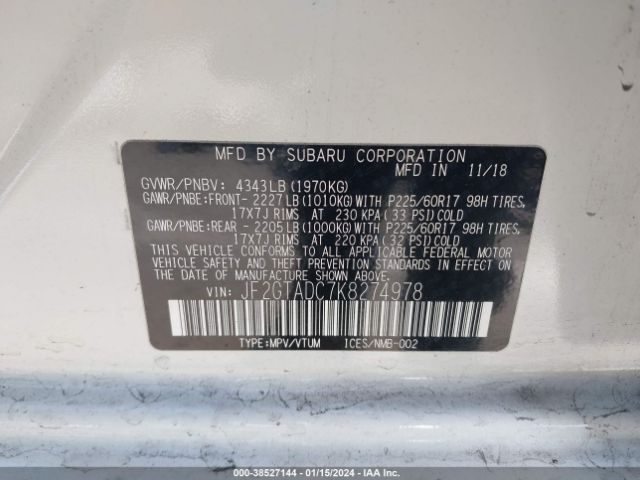 Photo 8 VIN: JF2GTADC7K8274978 - SUBARU CROSSTREK 