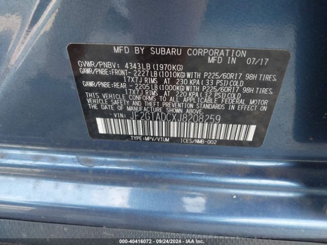 Photo 8 VIN: JF2GTADCXJ8208259 - SUBARU CROSSTREK 