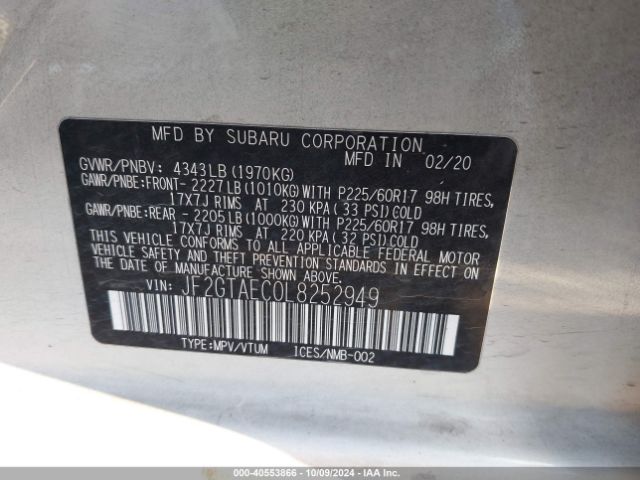 Photo 8 VIN: JF2GTAEC0L8252949 - SUBARU CROSSTREK 