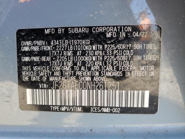 Photo 12 VIN: JF2GTAEC0NH261251 - SUBARU CROSSTREK 