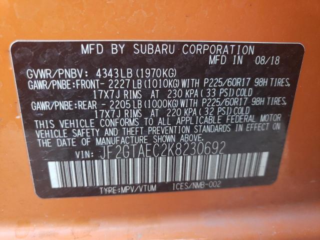 Photo 12 VIN: JF2GTAEC2K8230692 - SUBARU CROSSTREK 