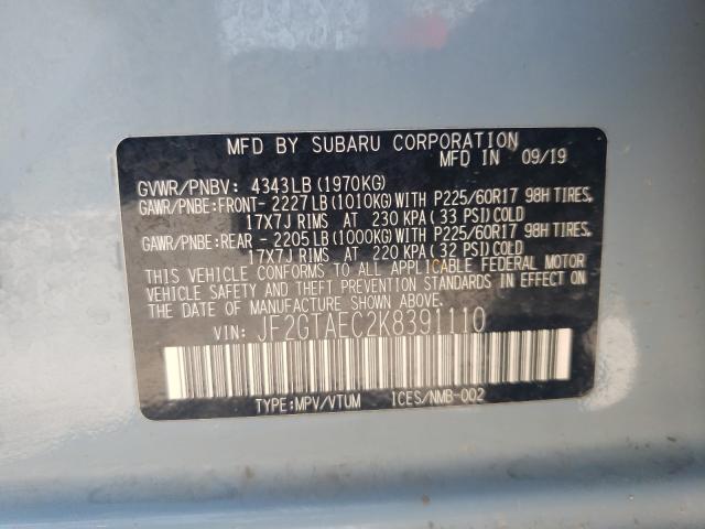 Photo 9 VIN: JF2GTAEC2K8391110 - SUBARU CROSSTREK 