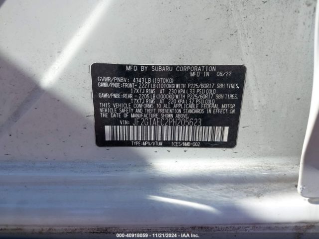 Photo 8 VIN: JF2GTAEC2PH205623 - SUBARU CROSSTREK 