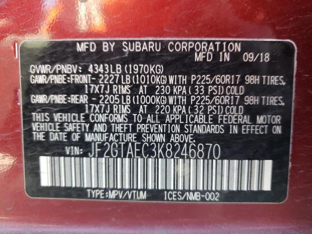 Photo 12 VIN: JF2GTAEC3K8246870 - SUBARU CROSSTREK 