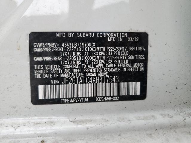 Photo 12 VIN: JF2GTAEC4KH317543 - SUBARU CROSSTREK 