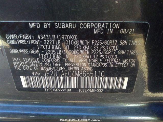 Photo 8 VIN: JF2GTAEC4M8655110 - SUBARU CROSSTREK 