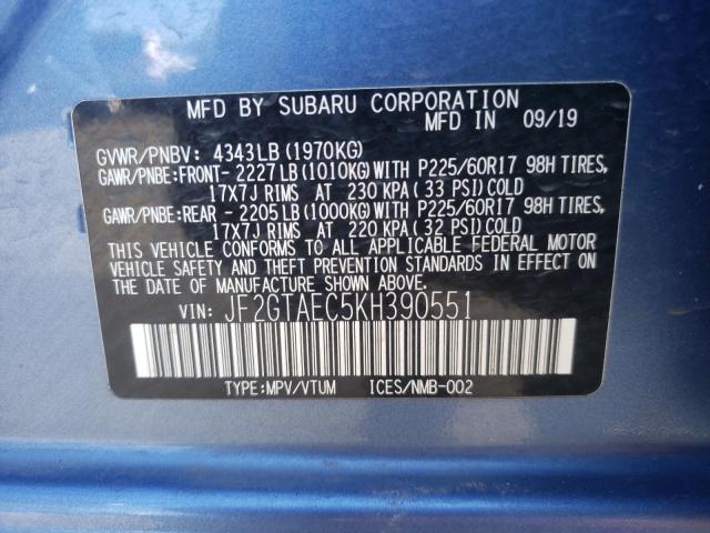 Photo 9 VIN: JF2GTAEC5KH390551 - SUBARU CROSSTREK 