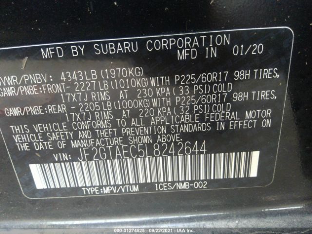 Photo 8 VIN: JF2GTAEC5L8242644 - SUBARU CROSSTREK 