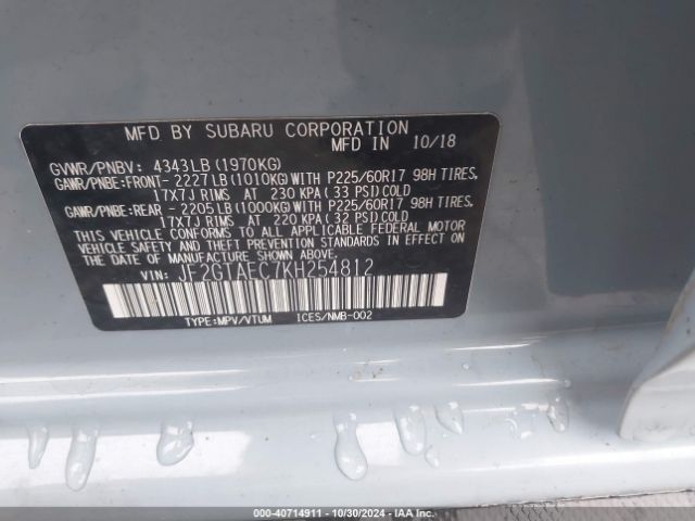 Photo 8 VIN: JF2GTAEC7KH254812 - SUBARU CROSSTREK 