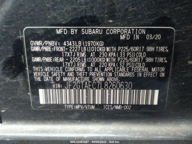 Photo 8 VIN: JF2GTAEC7L8260630 - SUBARU CROSSTREK 