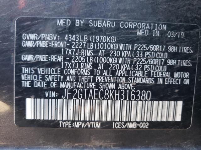 Photo 11 VIN: JF2GTAEC8KH316380 - SUBARU CROSSTREK 